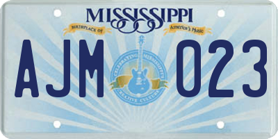MS license plate AJM023