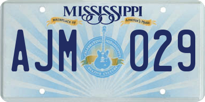 MS license plate AJM029