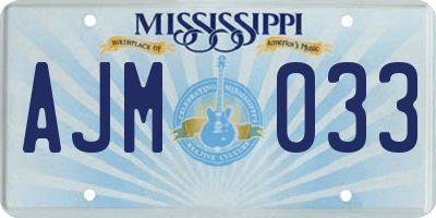 MS license plate AJM033