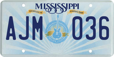 MS license plate AJM036