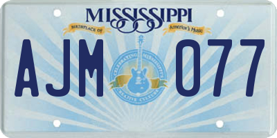 MS license plate AJM077