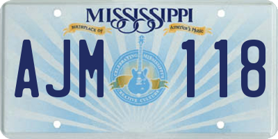 MS license plate AJM118