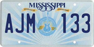 MS license plate AJM133