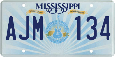 MS license plate AJM134
