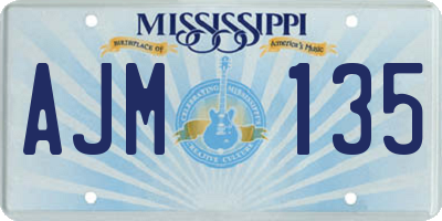 MS license plate AJM135
