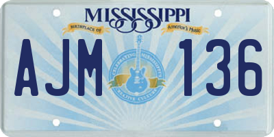 MS license plate AJM136