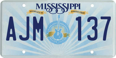 MS license plate AJM137