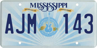 MS license plate AJM143