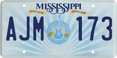 MS license plate AJM173