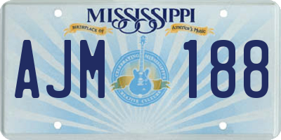 MS license plate AJM188