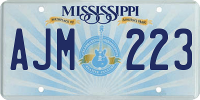 MS license plate AJM223