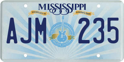 MS license plate AJM235