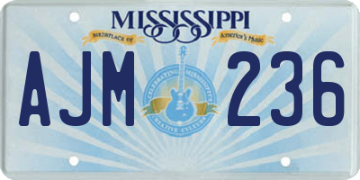 MS license plate AJM236