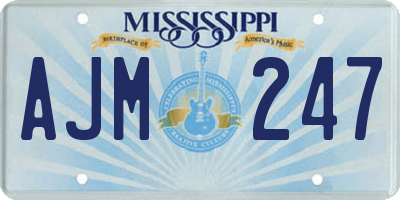 MS license plate AJM247