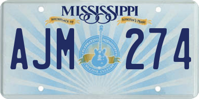 MS license plate AJM274