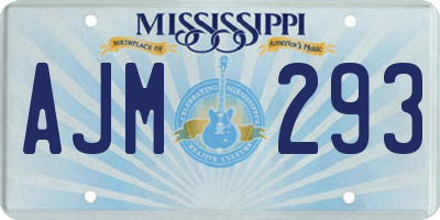 MS license plate AJM293