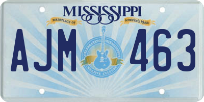 MS license plate AJM463