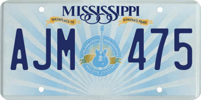 MS license plate AJM475