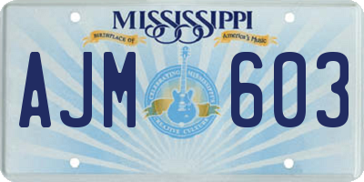 MS license plate AJM603