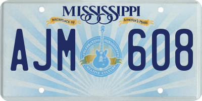 MS license plate AJM608