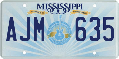 MS license plate AJM635