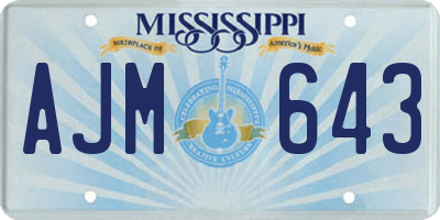 MS license plate AJM643