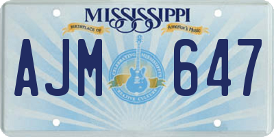 MS license plate AJM647