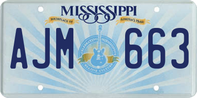 MS license plate AJM663