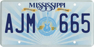 MS license plate AJM665