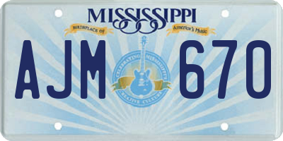 MS license plate AJM670
