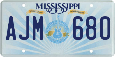 MS license plate AJM680