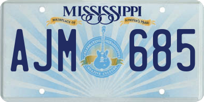 MS license plate AJM685