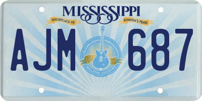 MS license plate AJM687
