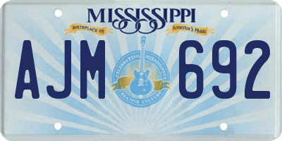 MS license plate AJM692