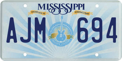 MS license plate AJM694