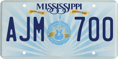 MS license plate AJM700