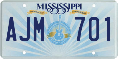 MS license plate AJM701