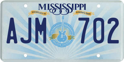 MS license plate AJM702