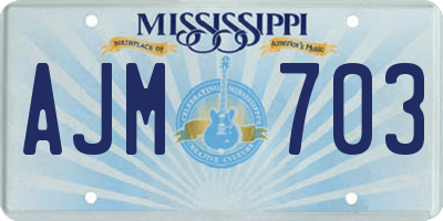 MS license plate AJM703