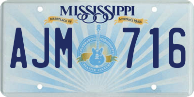 MS license plate AJM716