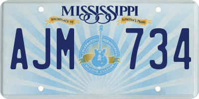MS license plate AJM734