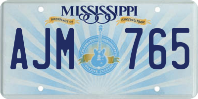 MS license plate AJM765
