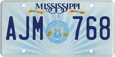 MS license plate AJM768