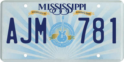 MS license plate AJM781