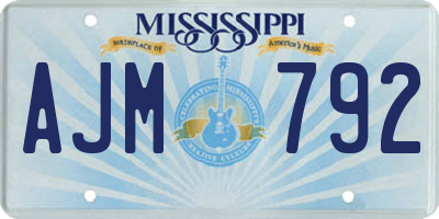 MS license plate AJM792