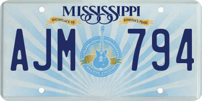 MS license plate AJM794