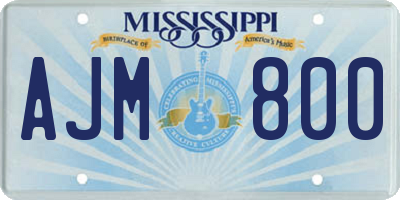 MS license plate AJM800