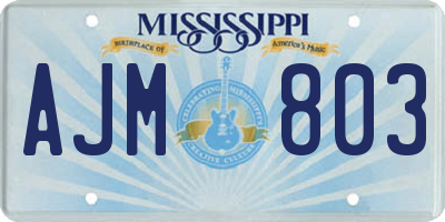 MS license plate AJM803