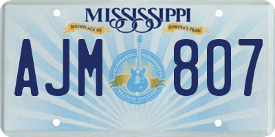 MS license plate AJM807
