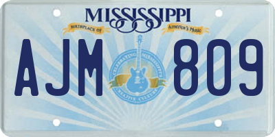 MS license plate AJM809